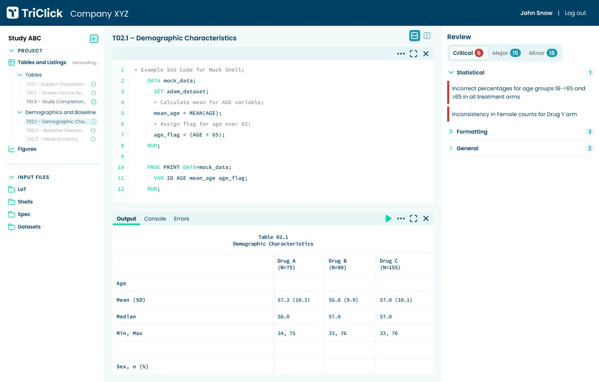 TriClick™ AI Platform Interface